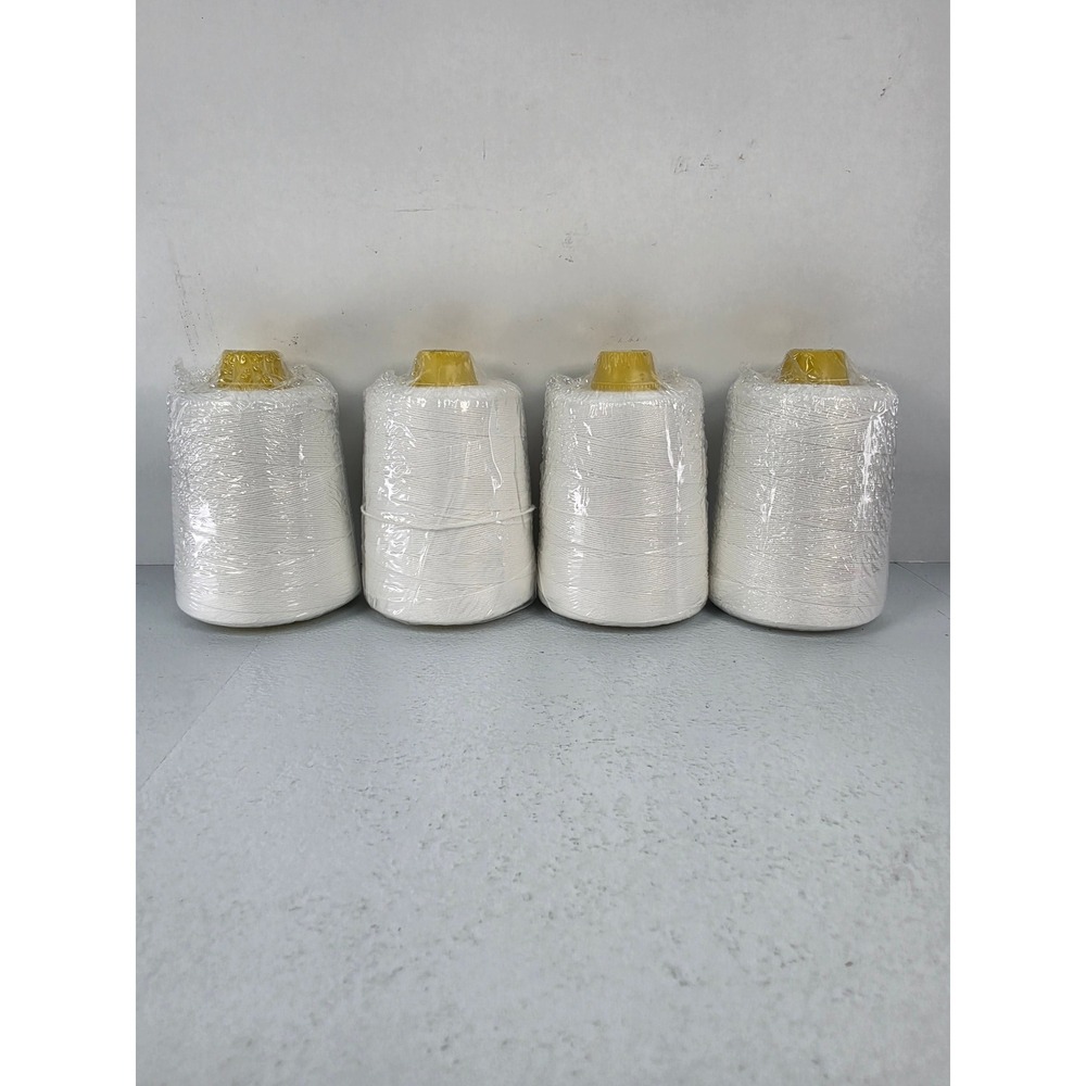 4 Pack White Industrial Sewing Thread Cones Heavy Duty Serger Overlock Spools